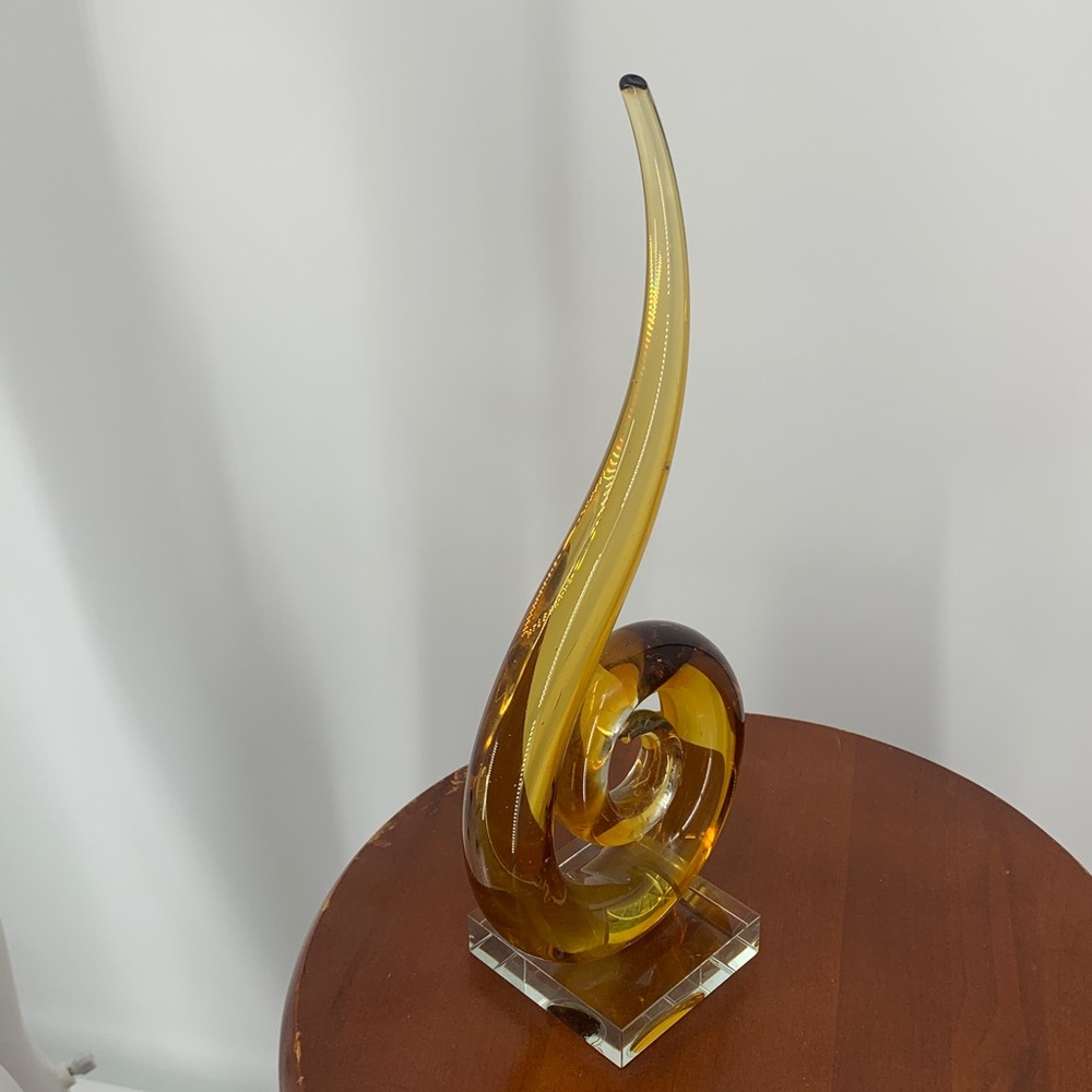 Love Knot Murano Style Hand Made Blown Abstract Art Sculpture Elegant Gold Glass - Picture 9 of 17